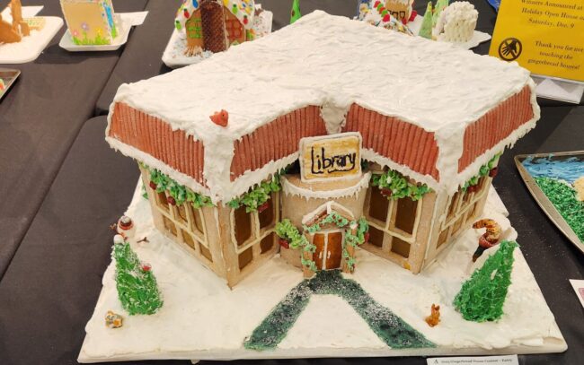 A gingerbread version of Fort Atkinson's Dwight Foster Library that was entered in the 2023 Gingerbread House Contest.