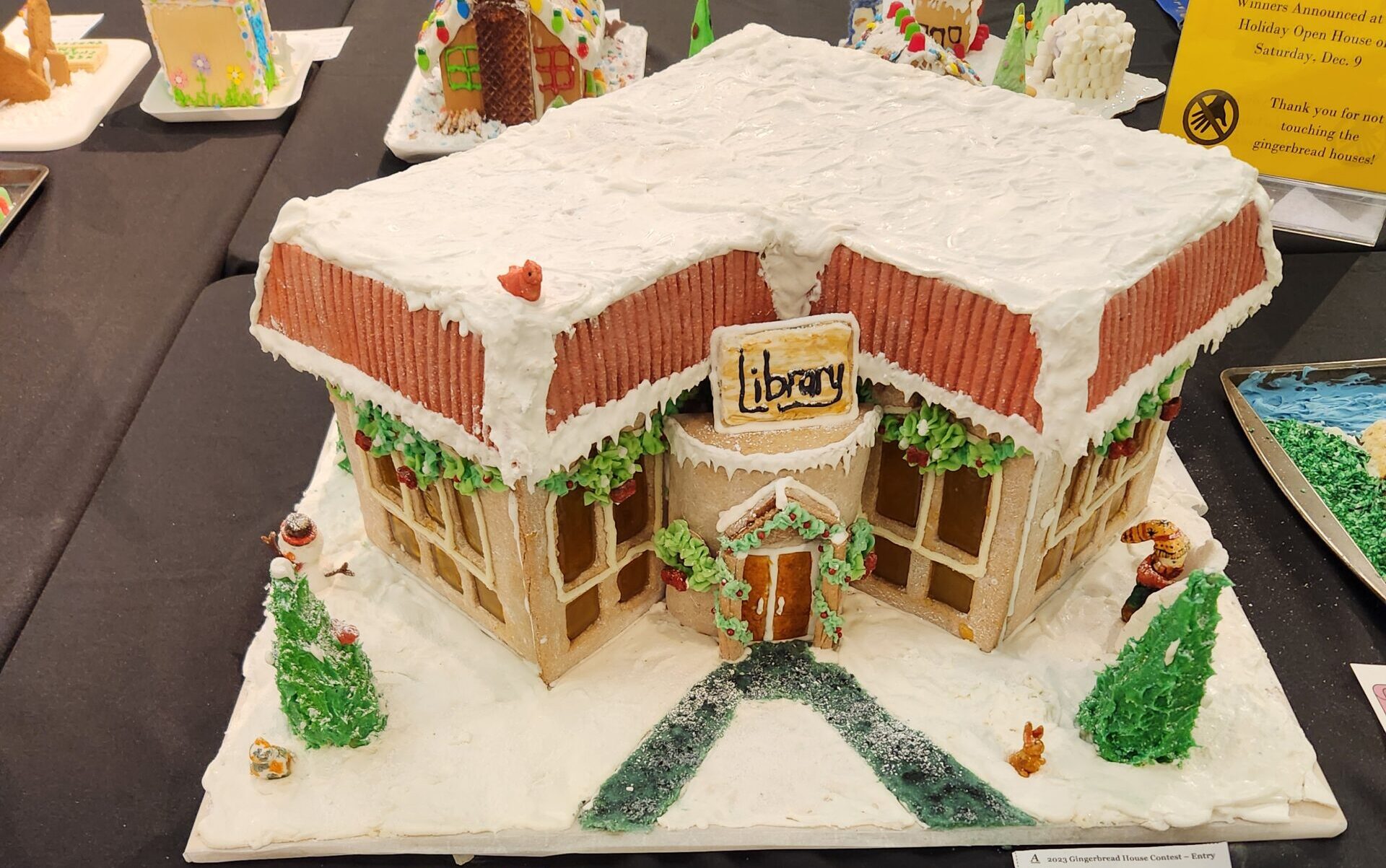 20231213_093558 A gingerbread version of Fort Atkinson's Dwight Foster Library that was entered in the 2023 Gingerbread House Contest.